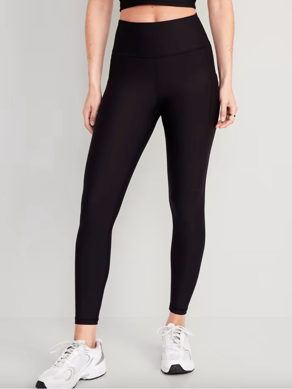 Old Navy High-Waisted PowerSoft 7/8 Pocket Leggings Black Athleisure Yoga, XL
